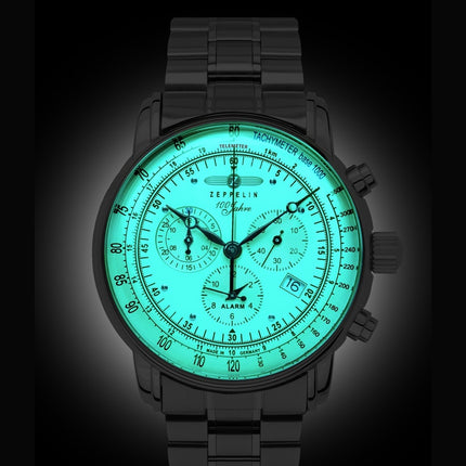 ZEPPELIN Men's 100 Jahre Chronograph Night Glow Watch 8680MB3