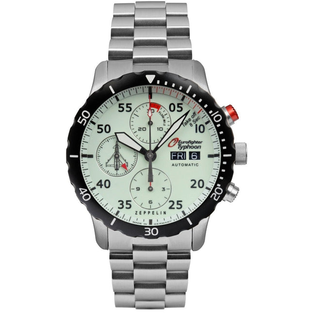 ZEPPELIN Men's Eurofighter Automatic Chronograph Steel Bracelet Watch 7218M5