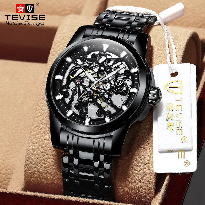 TEVISE Skeleton Classic II Steel Black Edition Watch