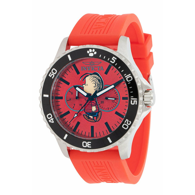 INVICTA Men's Character Collection Snoopy Linus Silver/Red 48mm Silicone Strap Watch