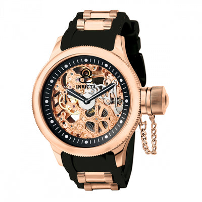 INVICTA Men's Russian Diver 51.5mm Mechanical Kinetic Rose Gold/Black Watch