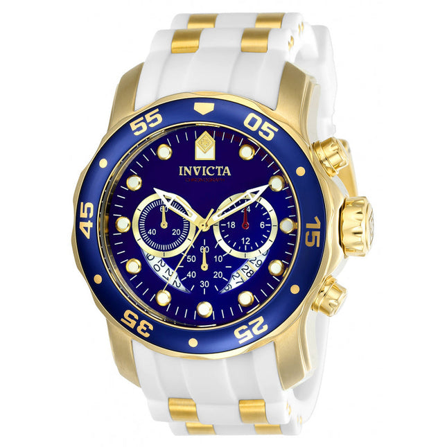 INVICTA Men's Colossus 48mm Pro Diver Silicone White/Blue/Gold Watch