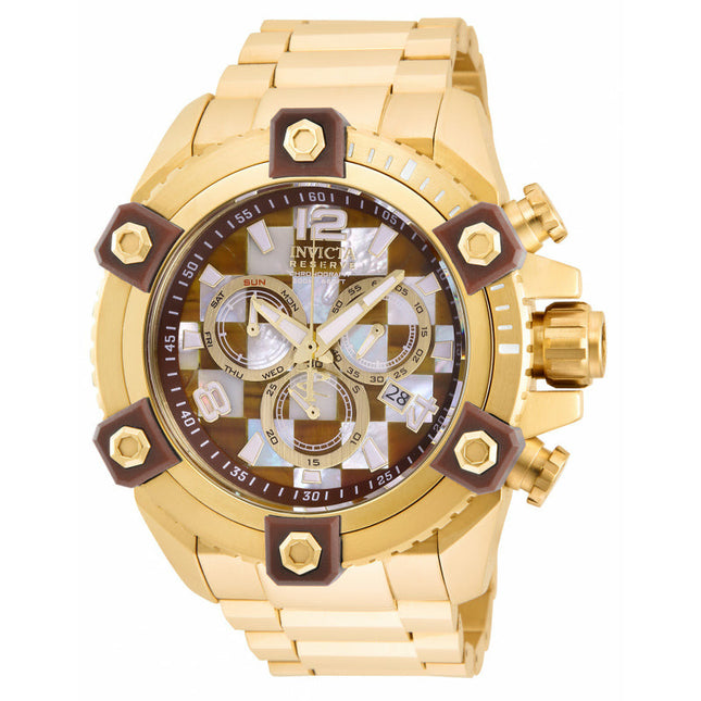 INVICTA Men's Reserve Check Gold/Brown Chronograph 56mm Watch