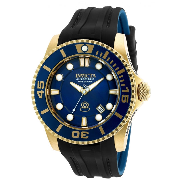 INVICTA Men's Grand Pro Diver Automatic Gold / Dark Blue 300m 47mm Sea Urchin Silicone Strap Watch