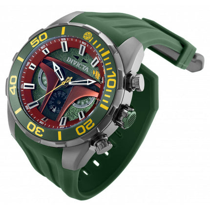 INVICTA Men's STAR WARS Boba Fett Chronograph Silicone Steel Infused 50mm Watch