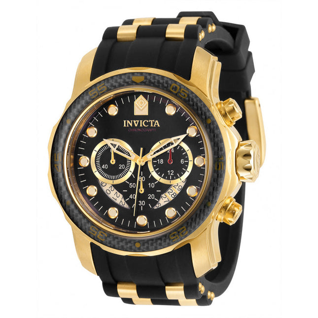 INVICTA Men's Pro Diver Colossus Carbon Fiber Chronograph 48mm Gold/Silicone Strap Watch