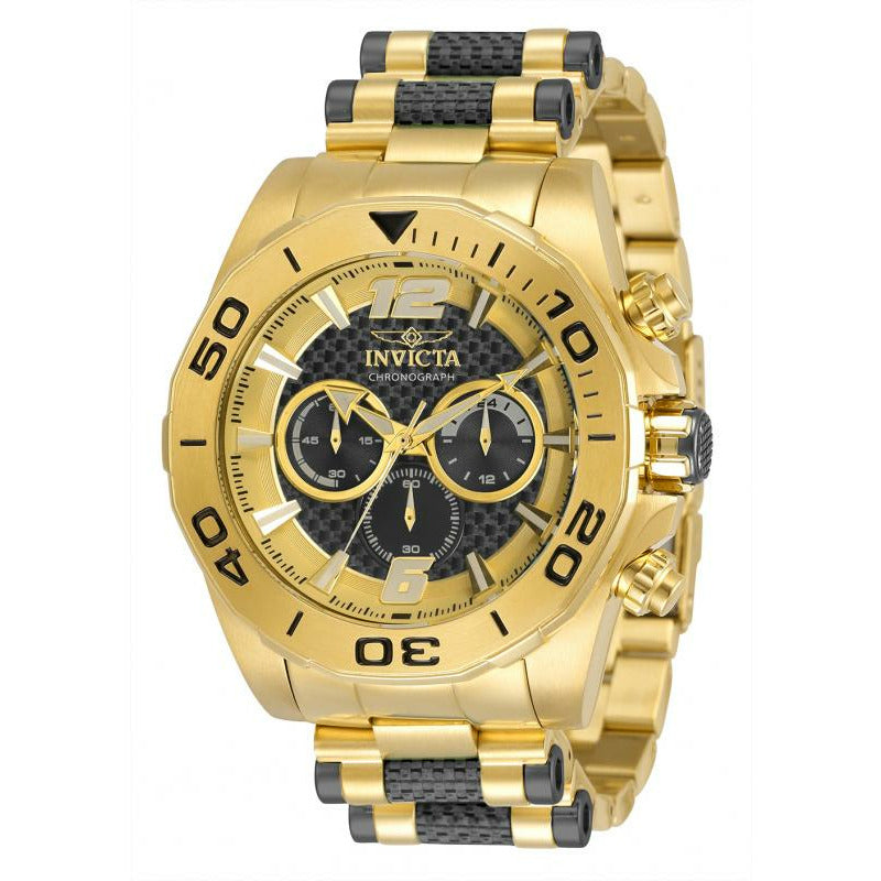 INVICTA Men's Speedway Carbon Fiber Chronograph 18k Gold Plated Watch