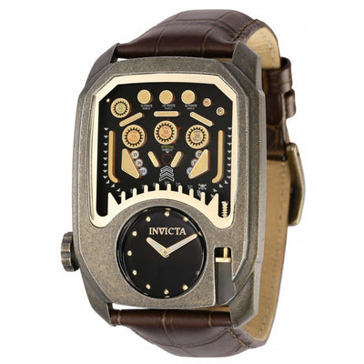 INVICTA Men's Cuadro Pinball Ionic Leather Antique Gold/Brown 41mm Watch