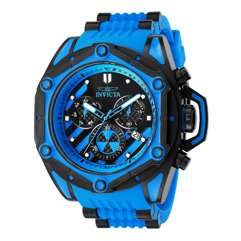 INVICTA Men's Sea Monster Chronograph Silcone Halogen Blue/Black 54mm Watch