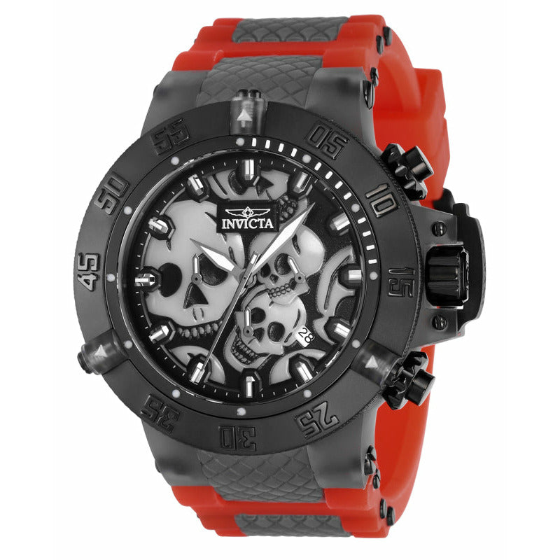 INVICTA Men's SUBAQUA Skully Chronograph 50mm Silicone Black/Red Watch