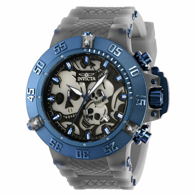 INVICTA Men's SUBAQUA Skully Chronograph 50mm Silicone Grey/Blue Watch