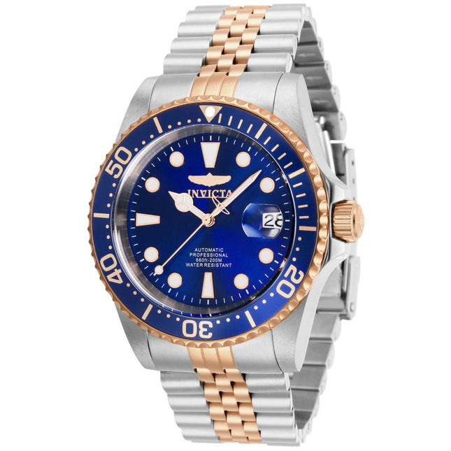 INVICTA Men's 42mm Pro Diver Automatic Jubilee Two Tone Rose Gold/Blue 200m Watch
