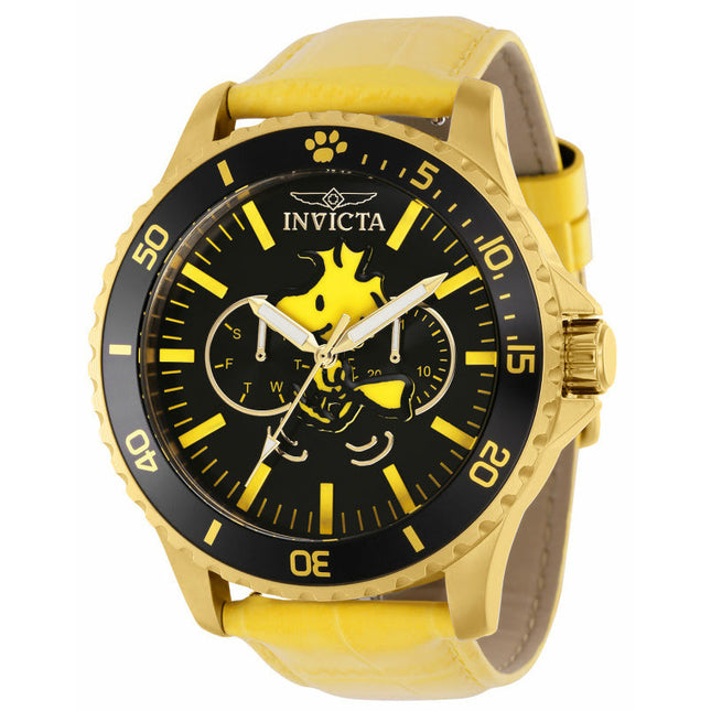 INVICTA Men's Character Collection Snoopy Woodstock Yellow/Black 48mm Watch + Free Straps