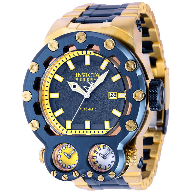 INVICTA Men's Reserve MAGNUM TRIA AUTOMATIC Leprachaun Dark Blue/Gold 52mm Watch