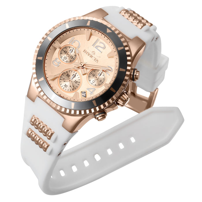 INVICTA Women's SPORT Rose Gold / White Silicone Chronograph Watch