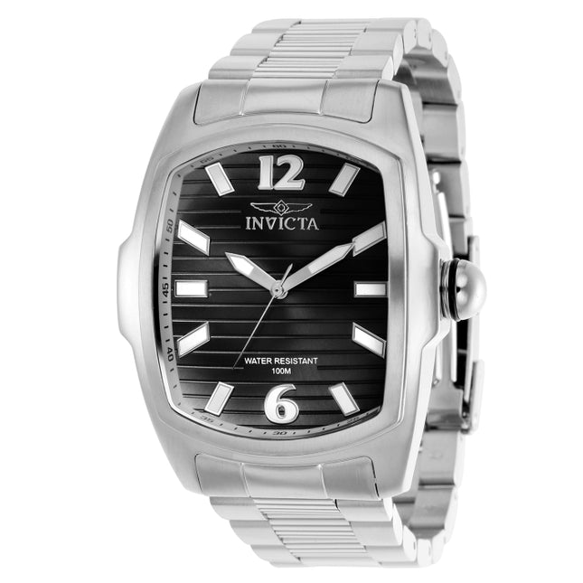 INVICTA Men's Lupah Elegance Classic Grooved Silver/Black 47mm Watch