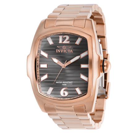 INVICTA Men's Lupah Elegance Classic Grooved Rose Gold/Black 47mm Watch