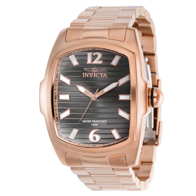INVICTA Men's Lupah Elegance Classic Grooved Rose Gold/Black 47mm Watch