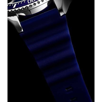 STUHRLING ORIGINAL 3950 Aquadiver Quartz 42mm Depth Master Silicone Watch Navy Blue