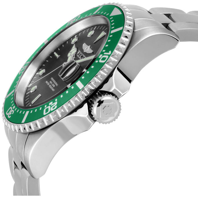 INVICTA Men's Pro Diver 43mm Silver/Charcoal/Green Bezel Watch