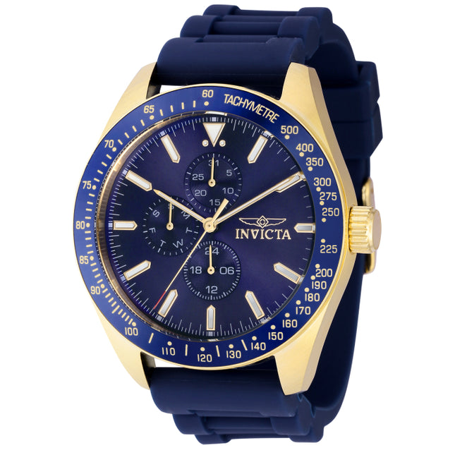 INVICTA Men's Aviator 45mm Silicone Gold/Blue Watch