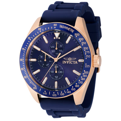 INVICTA Men's Aviator 45mm Silicone Rose Gold/Blue Watch