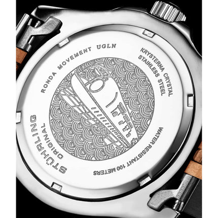 STUHRLING ORIGINAL Meridian GMT Diver 44mm 100m Jubilee Root Beer Watch