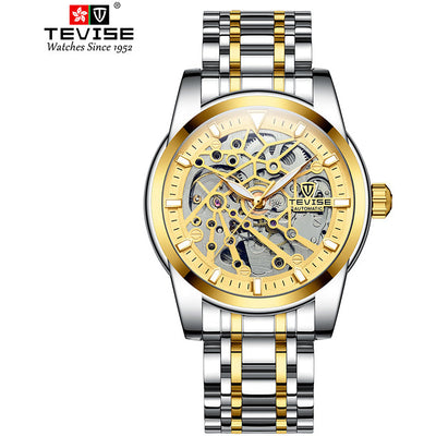 TEVISE Skeleton Classic II Steel Two Tone Gold Watch