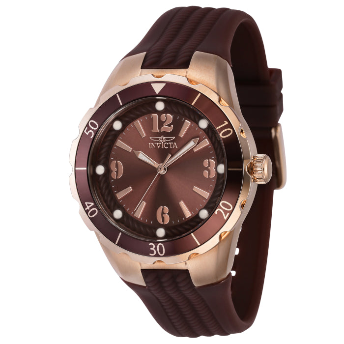 INVICTA Women's Angel Dark Brown/Rose Gold Silicone Watch