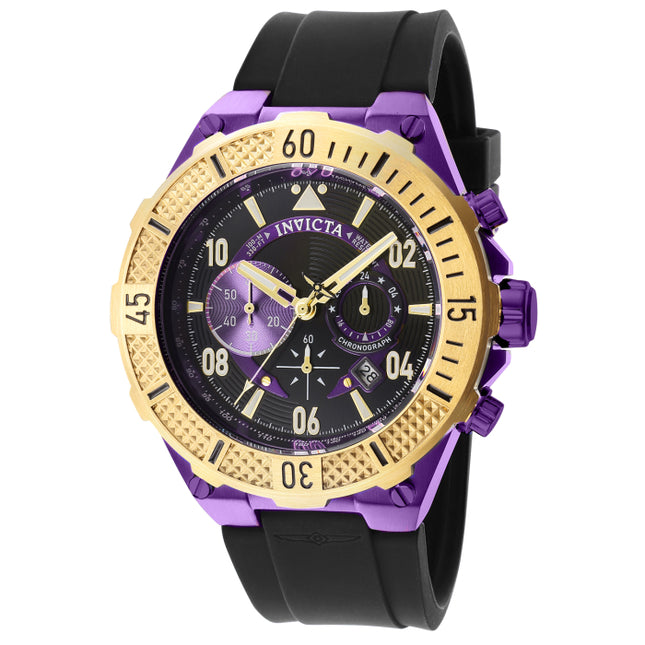 INVICTA Men's Aviator SPANGLED 50mm Purple / Black Silicone Chronograph Watch