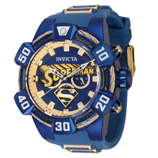 INVICTA Men's DC Comics Superman Supes Ltd Edition Chronograph 52mm Watch Gold/Blue