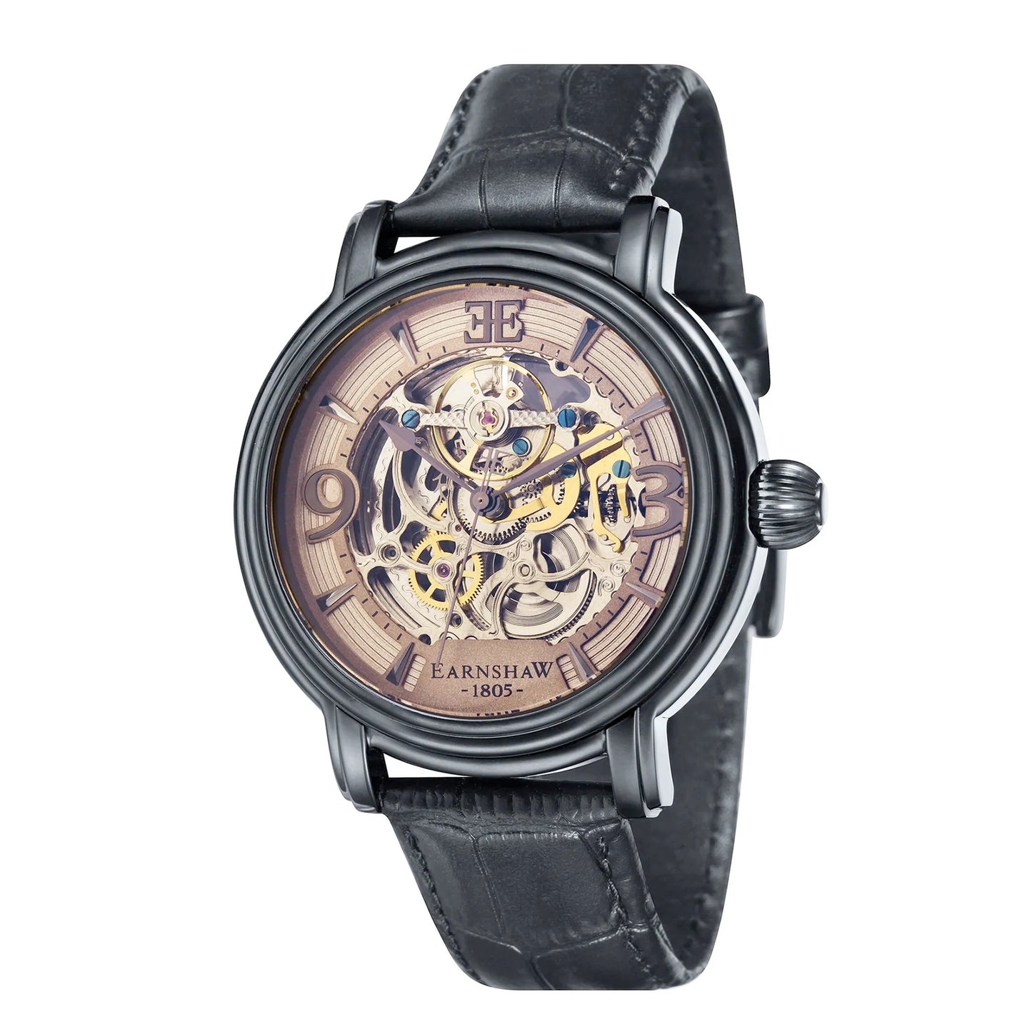 THOMAS EARNSHAW LONGCASE GRANDE SKELETON AUTOMATIC Stormy Black