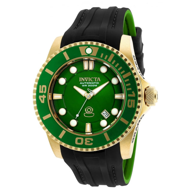INVICTA Men's Grand Pro Diver Automatic Gold / Green 300m 47mm Sea Urchin Silicone Strap Watch
