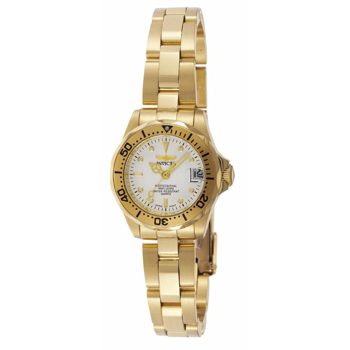 INVICTA Women's Pro Diver Petite 24mm Gold/White Watch