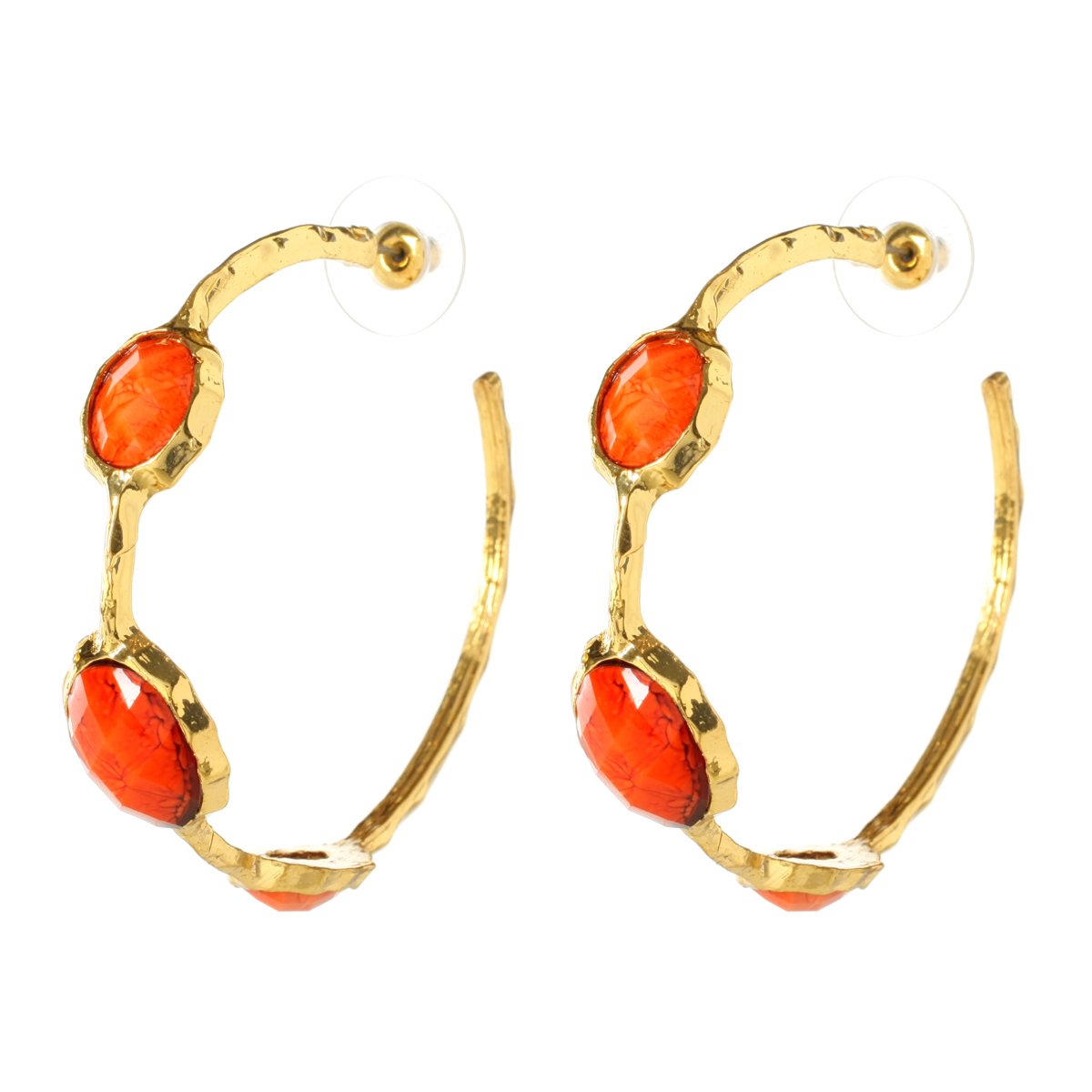 AMRITA NEW YORK Cleopatra Hoop Earrings Coral