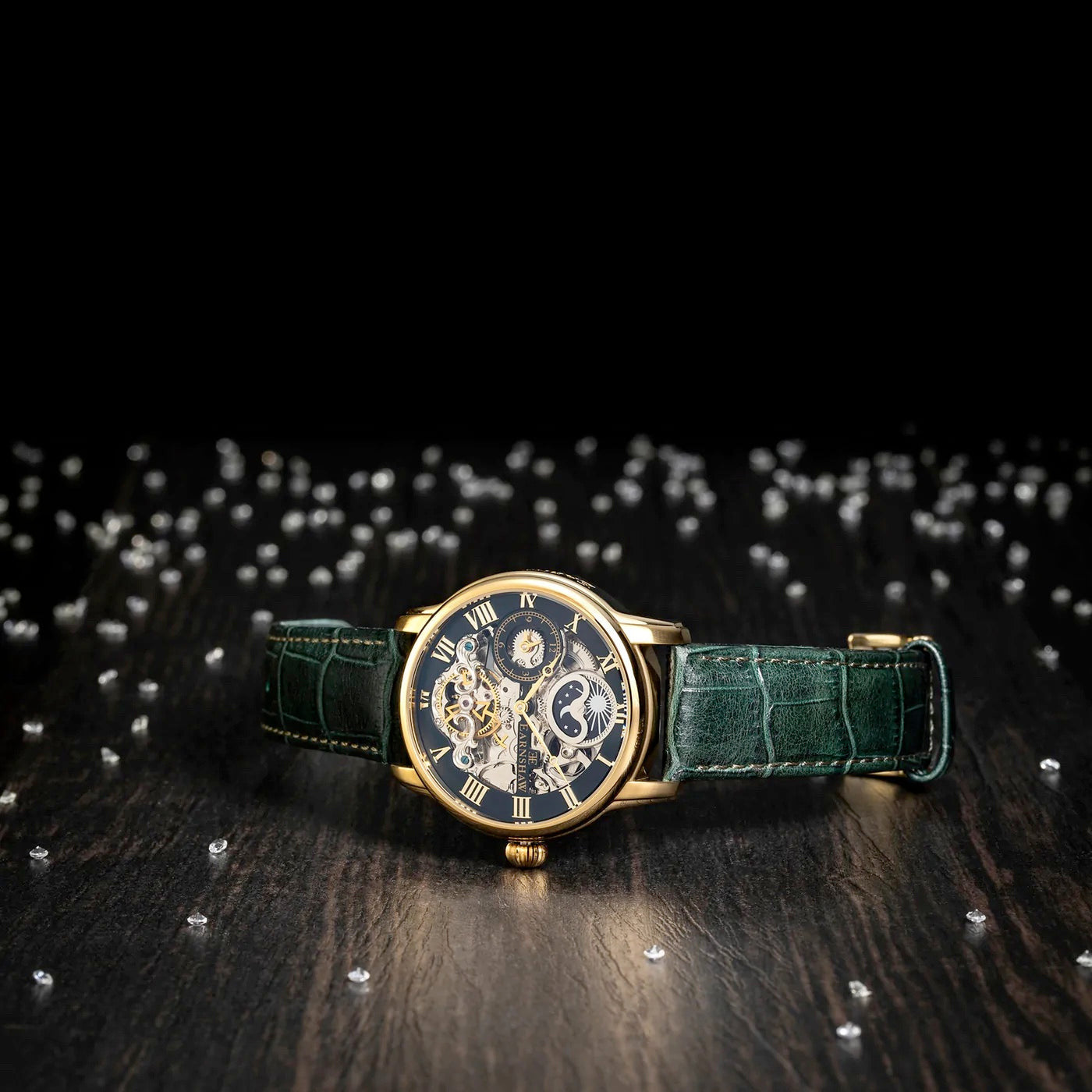 THOMAS EARNSHAW LONGITUDE DUAL TIME AUTOMATIC MIDNIGHT GREEN