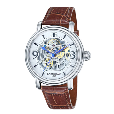 THOMAS EARNSHAW LONGCASE GRANDE SKELETON AUTOMATIC CLOUD WHITE