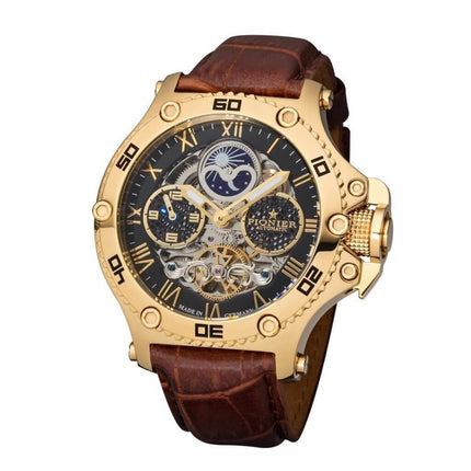 TUFINA GERMANY HAWAII PIONIER DUAL TIME GOLD | BLACK BROWN Watch