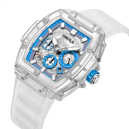 ONOLA Clear Series Plastic Transparent Quartz Chronograph Watch