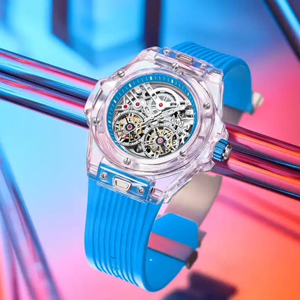 ONOLA Clear Series Plastic Transparent AUTOMATIC Double Barrel Watch