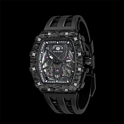 TSAR BOMBA Phantom Carbon Fiber Men's Automatic Watch TB8207CF Black