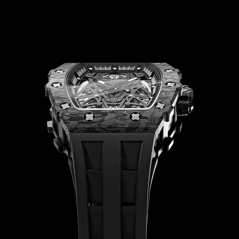 TSAR BOMBA Phantom Carbon Fiber Men's Automatic Watch TB8207CF Black