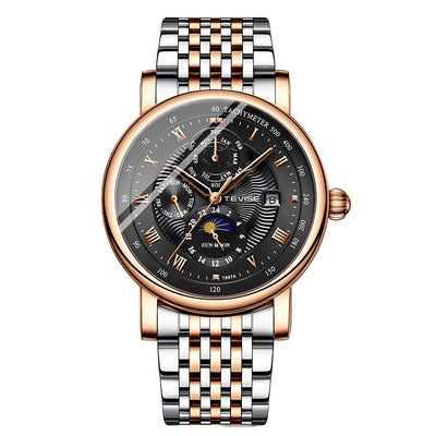 TEVISE Namura Classic Steel Moonphase Rose Gold/Black Watch