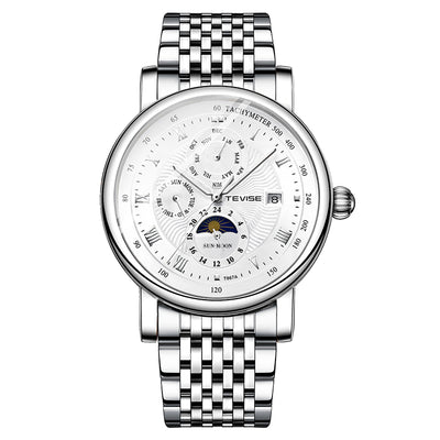 TEVISE Namura Classic Steel Moonphase Silver/White Watch