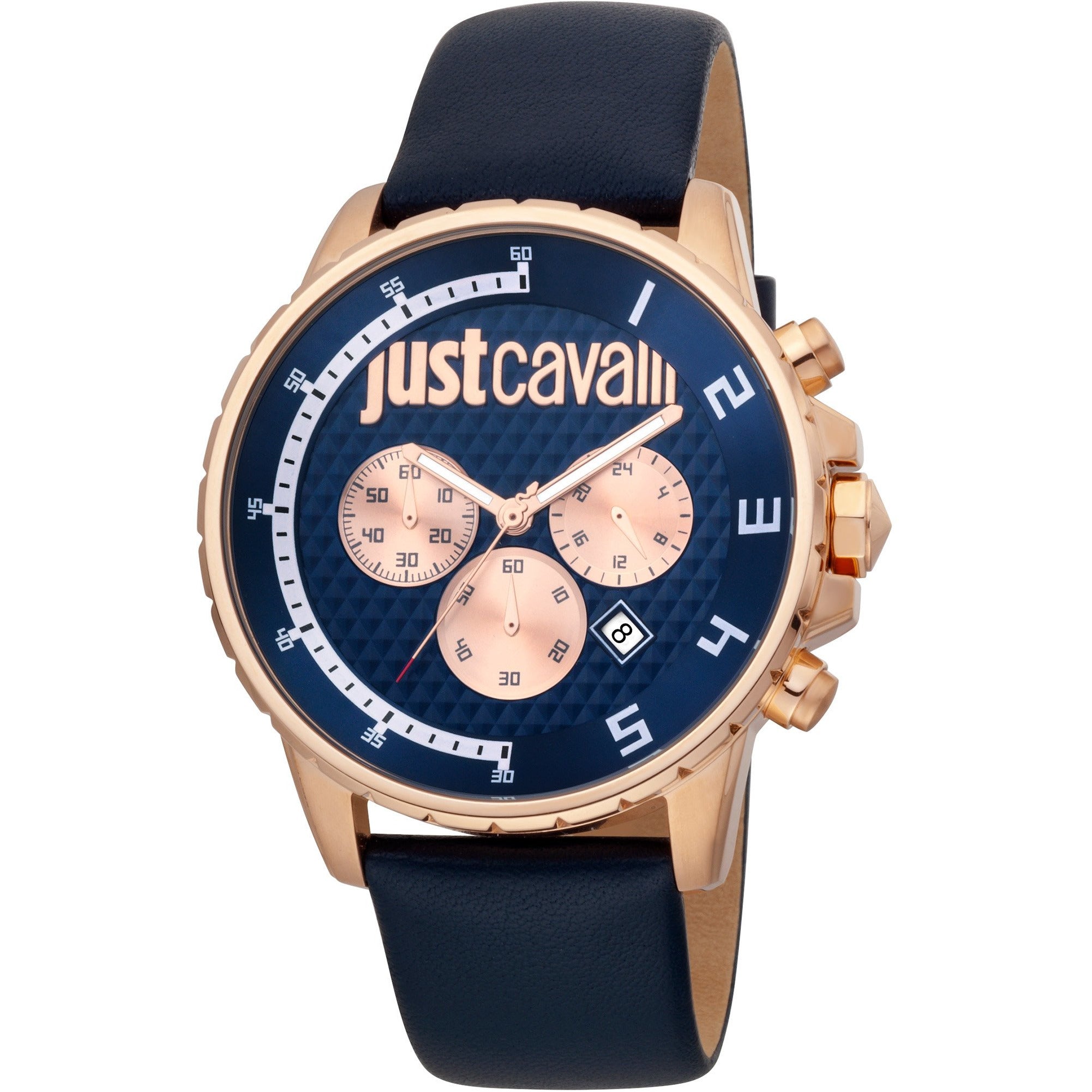 JUST CAVALLI Men's Dash Leather Blue Watch
