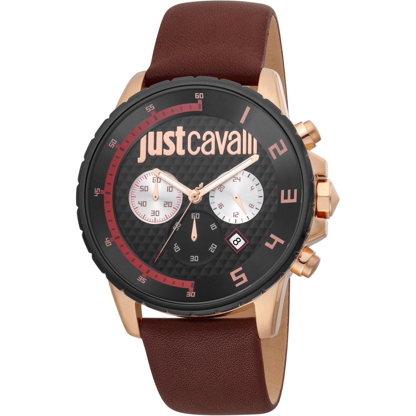 JUST CAVALLI Men's Dash Leather Maroon Watch