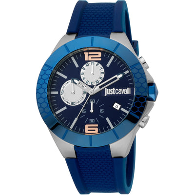 JUST CAVALLI Men's Britain Silicone Blue Watch