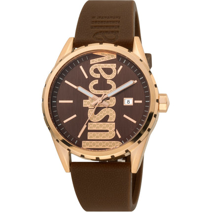 JUST CAVALLI Men's Classic Brown Silicone Watch