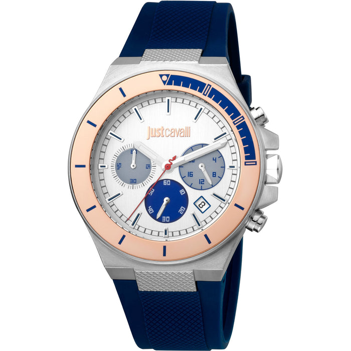 JUST CAVALLI Men's Athletic Silicone Blue Watch