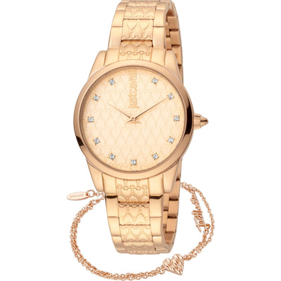 JUST CAVALLI Animalistic Diamante Zironia Rose Gold + Free Bracelet Watch